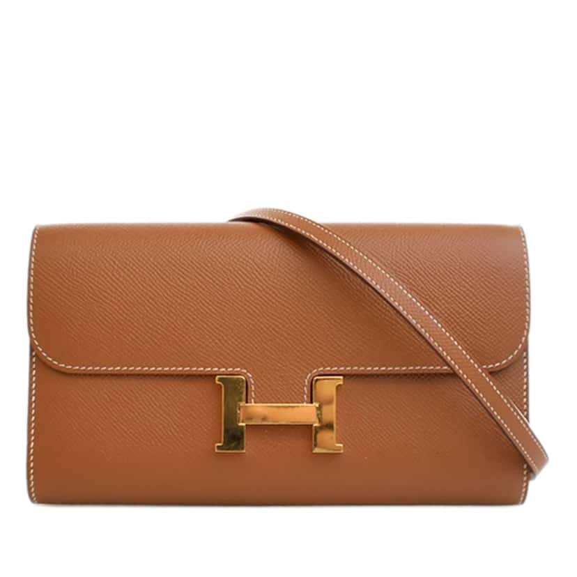 Hermès Epsom Constance Long To Go Wallet Brown Leather Very good condition - Front View