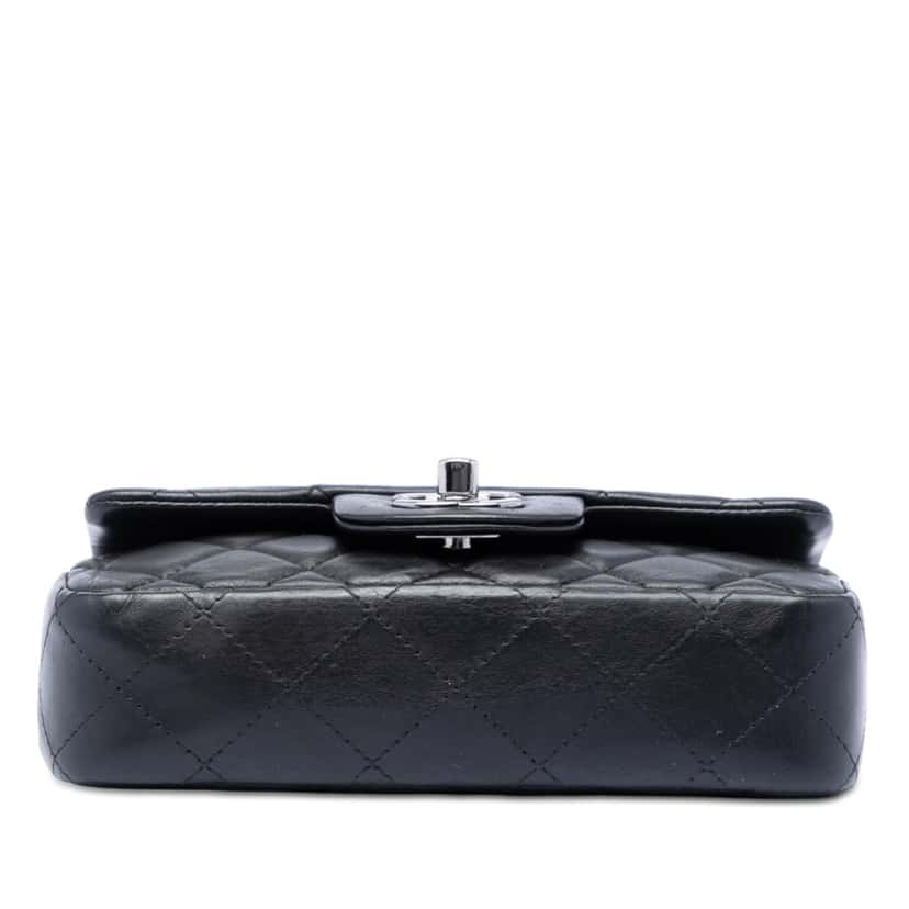 Chanel Extra Mini Rectangular Quilted Lambskin Flap Black Leather Very good condition - Inside View