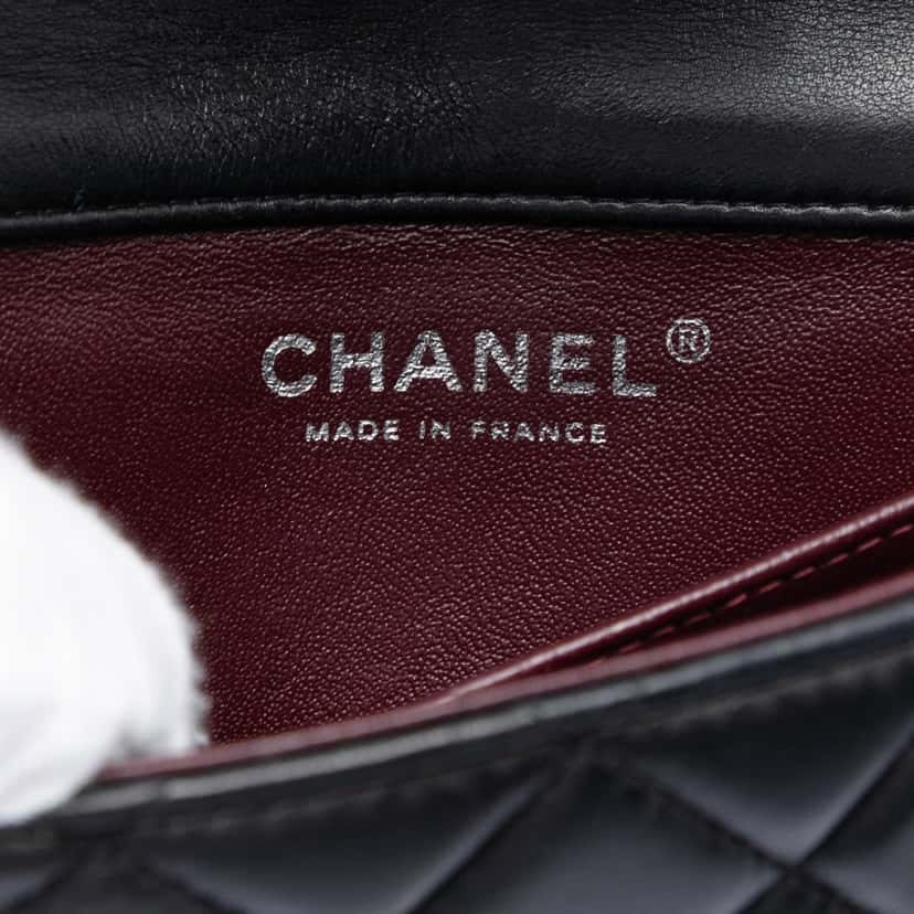 Chanel Extra Mini Rectangular Quilted Lambskin Flap Black Leather Very good condition - Box View