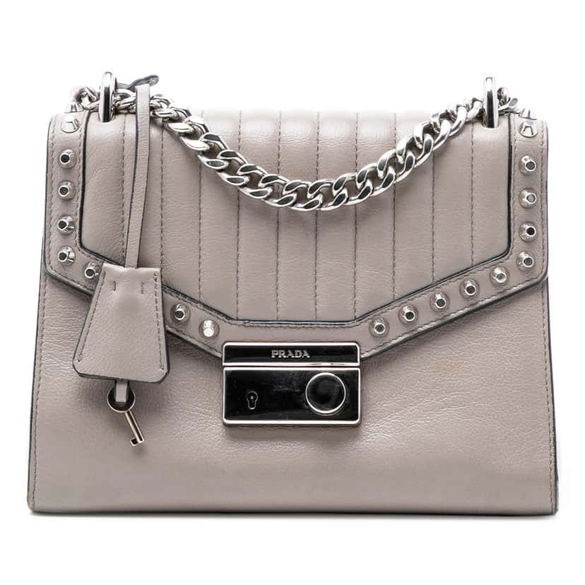 Prada Studded Glace Calf Sound Lock Crossbody Other Leather Very good condition - Front View
