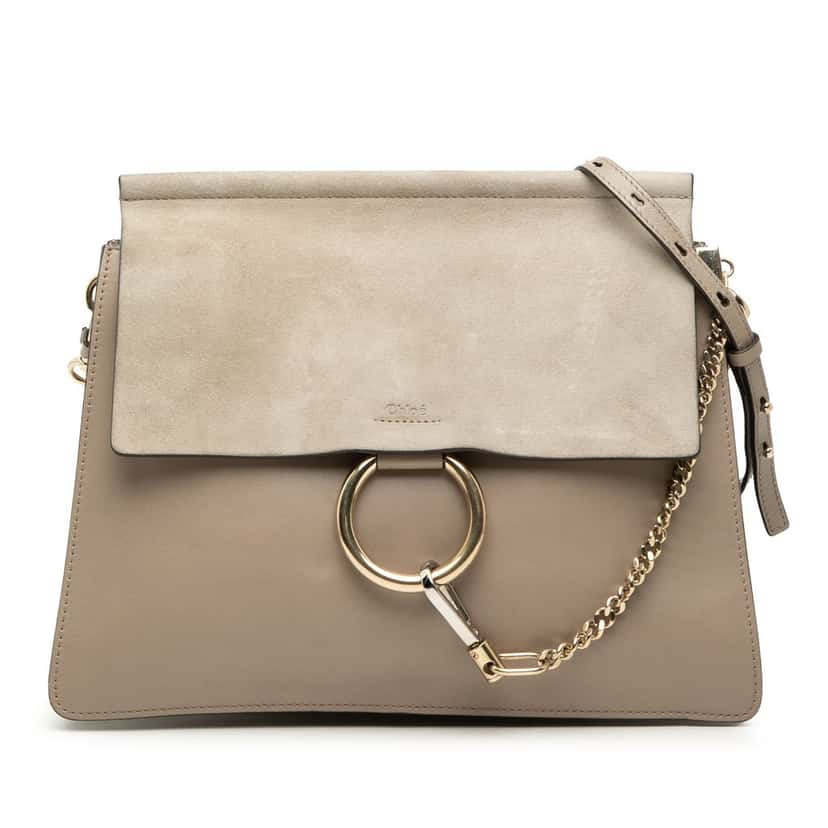Chloé Medium Calfskin and Suede Faye Crossbody Brown Leather Very good condition - Front View