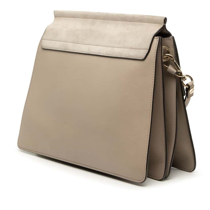 Chloé Medium Calfskin and Suede Faye Crossbody Brown Leather Very good condition - Back View