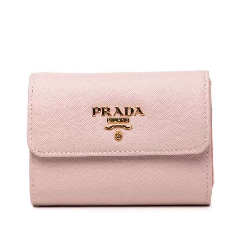 Prada Saffiano Trifold Wallet Pink Leather Very good condition - Front View
