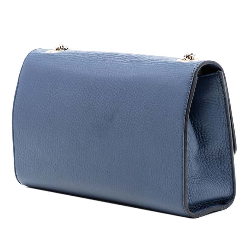 Gucci Medium Leather Miss Bamboo Crossbody Blue Leather Very good condition - Back View