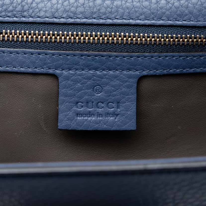 Gucci Medium Leather Miss Bamboo Crossbody Blue Leather Very good condition - Box View