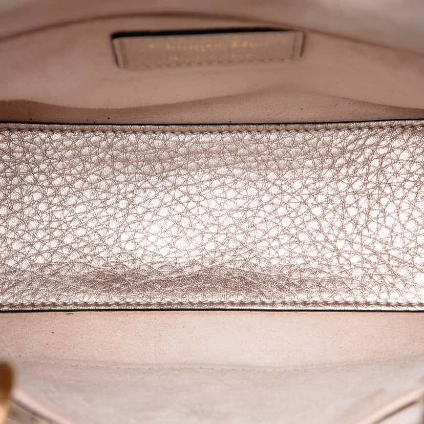 Dior Small Metallic Grained Calfskin Cannage Supple Lady Dior Silver Leather Very good condition - Model View