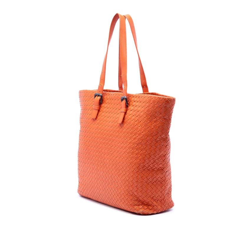 Bottega Veneta Nappa Intrecciato Belt Strap Tote Orange Leather Very good condition - Back View