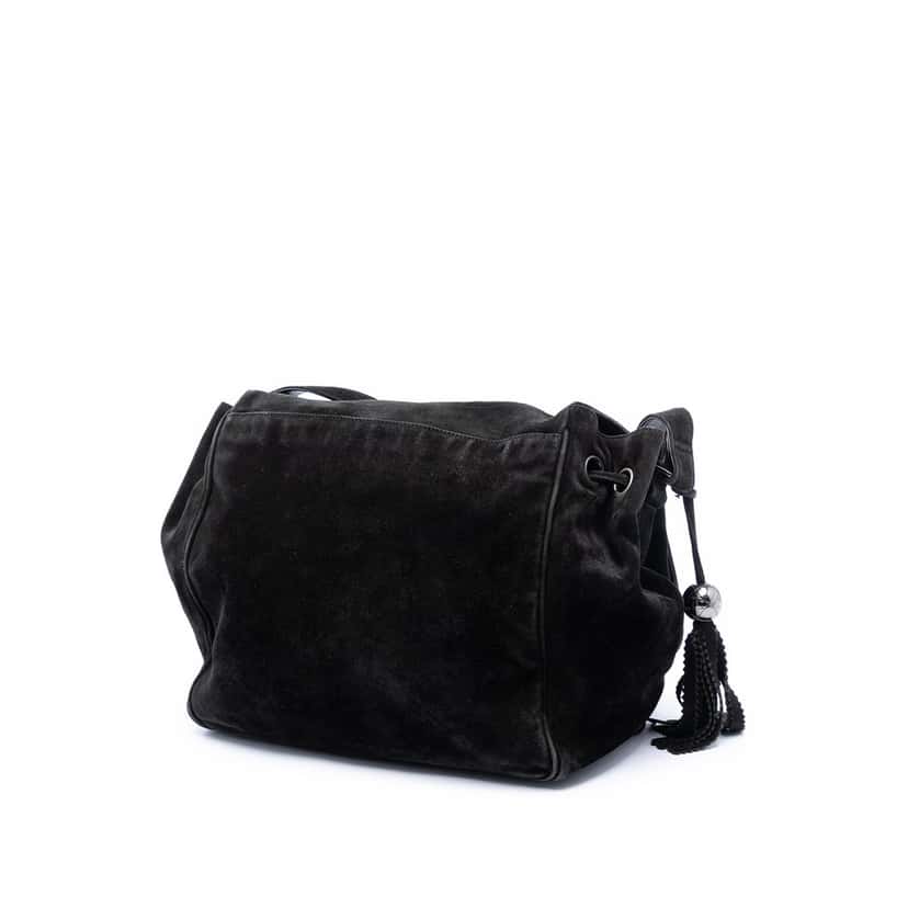 Chanel Suede Triple CC Crossbody Black Leather Very good condition - Back View