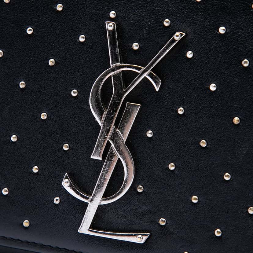 Saint Laurent Medium Studded Calfskin Monogram Kate Crossbody Black Leather Very good condition - Box View