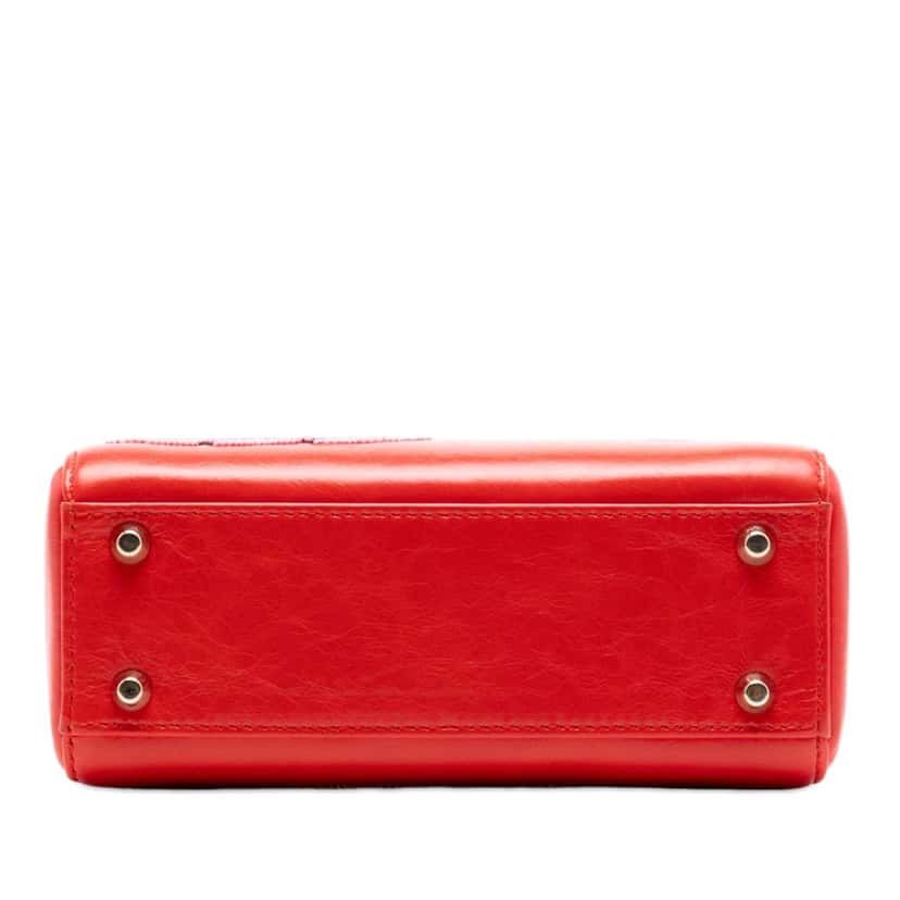 Dior Mini Calfskin Beaded Lady Dior Red Leather Very good condition - Inside View