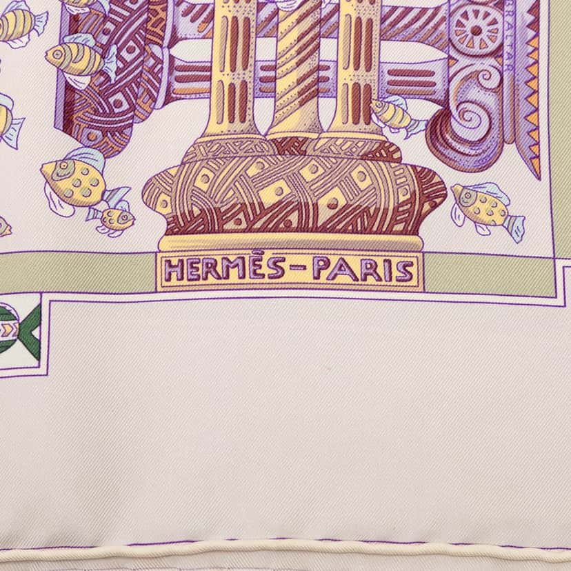 Hermès Rencontre Oceane Silk Scarf 90 Brown Very good condition - Inside View