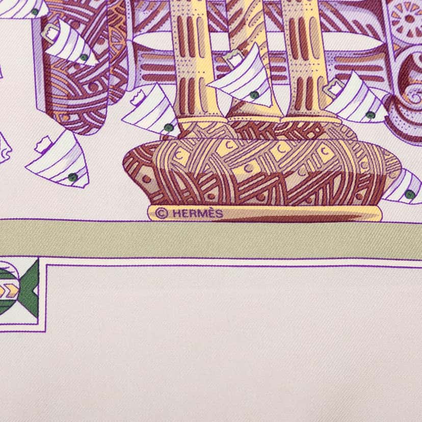 Hermès Rencontre Oceane Silk Scarf 90 Brown Very good condition - Model View