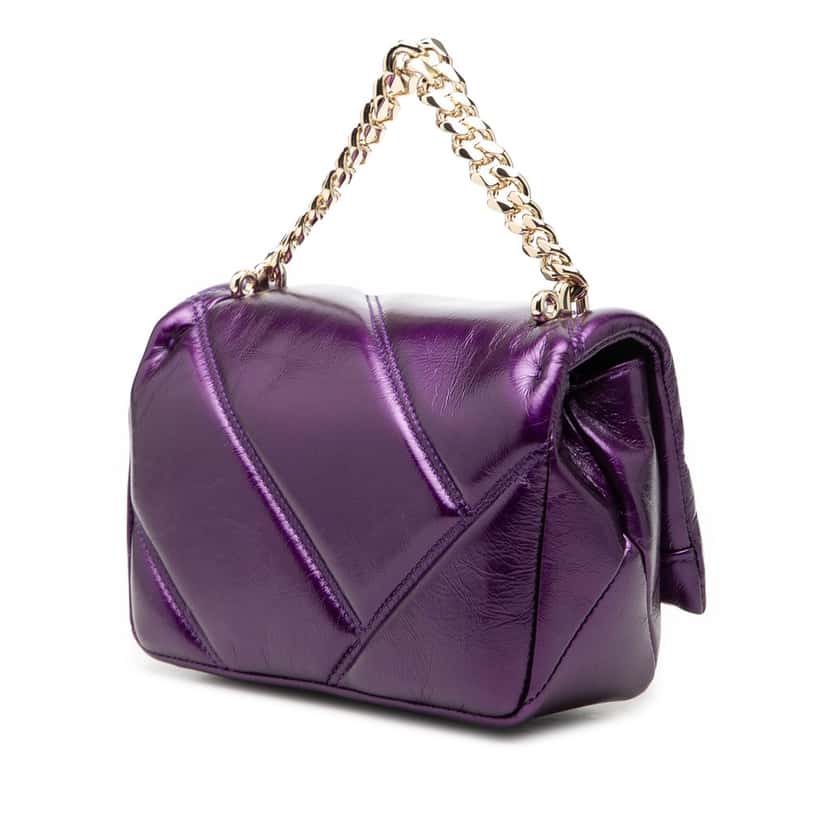 Bvlgari Mini Metallic Leather Maxi Serpenti Cabochon Satchel Purple Leather Very good condition - Back View