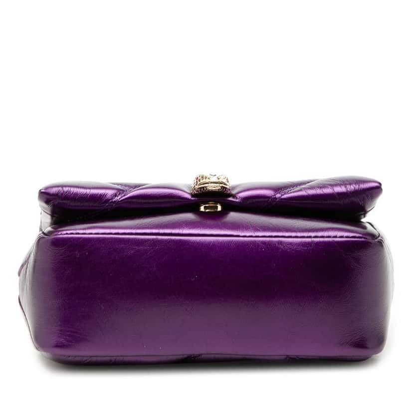 Bvlgari Mini Metallic Leather Maxi Serpenti Cabochon Satchel Purple Leather Very good condition - Inside View