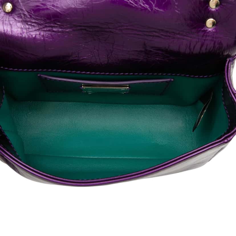 Bvlgari Mini Metallic Leather Maxi Serpenti Cabochon Satchel Purple Leather Very good condition - Model View