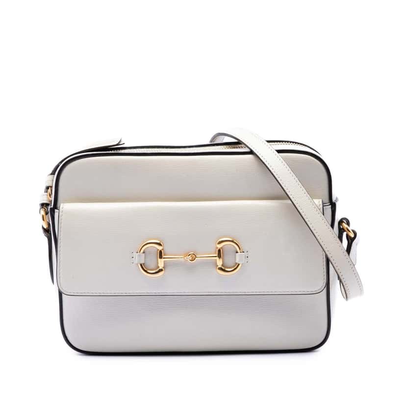 Gucci Small Leather Horsebit 1955 Camera Bag White Leather Very good condition - Front View