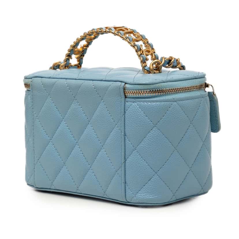 Chanel Caviar Pick Me Up Vanity Case Blue Leather Very good condition - Back View
