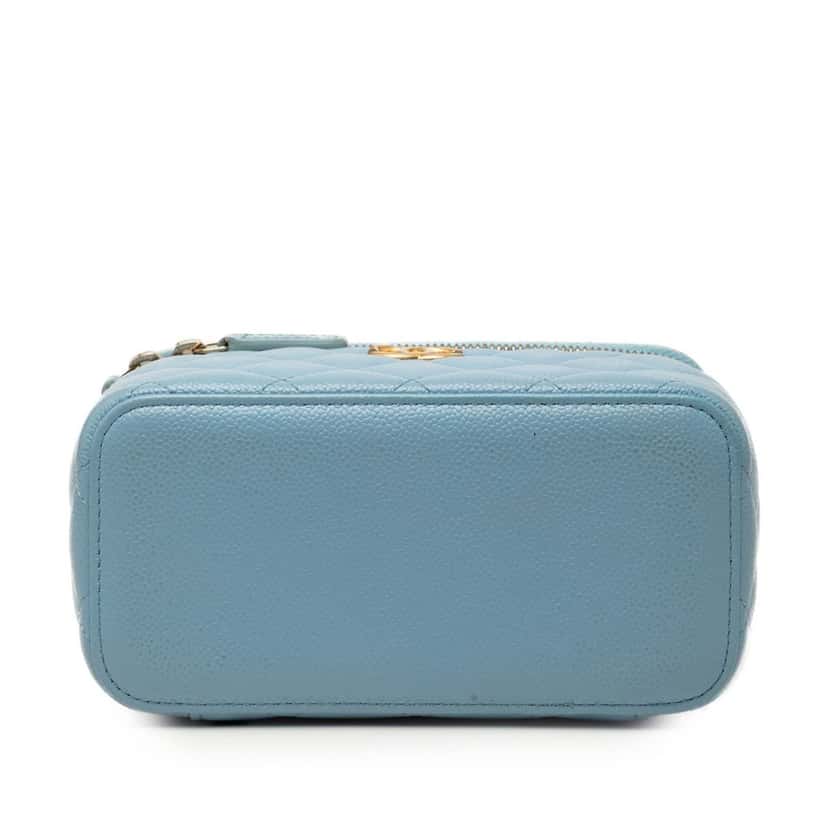 Chanel Caviar Pick Me Up Vanity Case Blue Leather Very good condition - Inside View