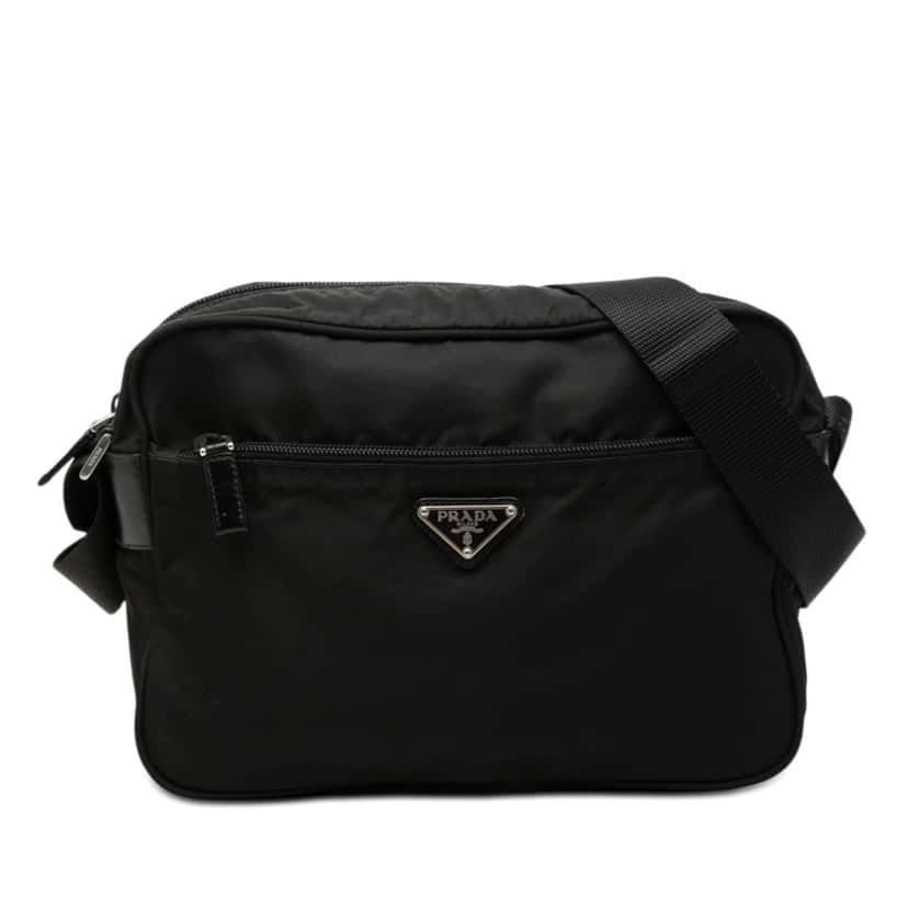 Prada Tessuto Zip Top Crossbody Black Very good condition - Front View