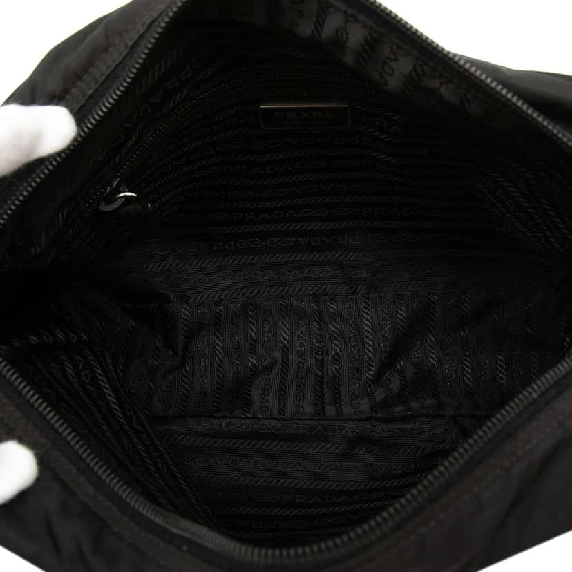 Prada Tessuto Zip Top Crossbody Black Very good condition - Model View