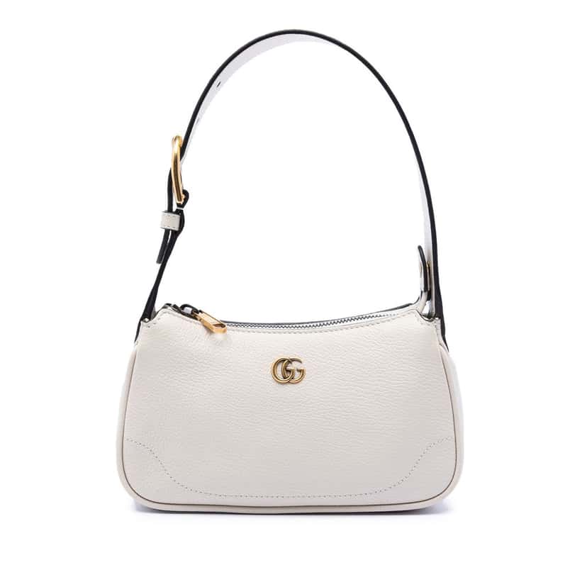 Gucci Mini Goatskin Aphrodite Shoulder Bag White Leather Very good condition - Front View