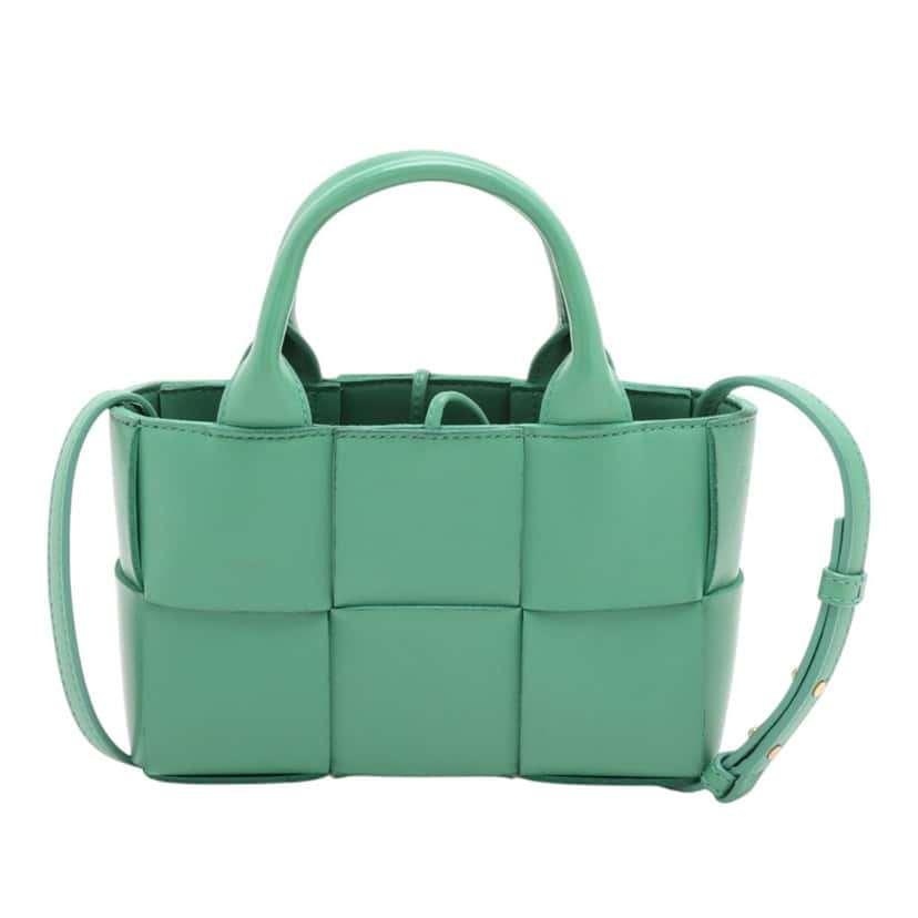 Bottega Veneta Candy Nappa Maxi Intrecciato Arco Tote Green Leather Very good condition - Back View