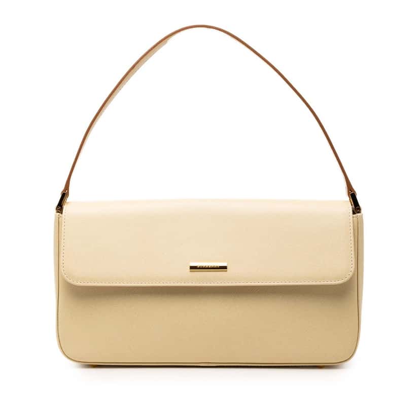 Burberry Leather Flap Shoulder Bag Beige Leather Very good condition - Front View