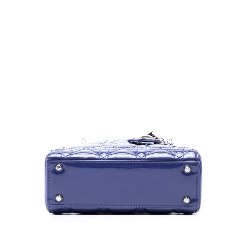 Dior Mini Patent Cannage Lady Dior Blue Leather Very good condition - Inside View