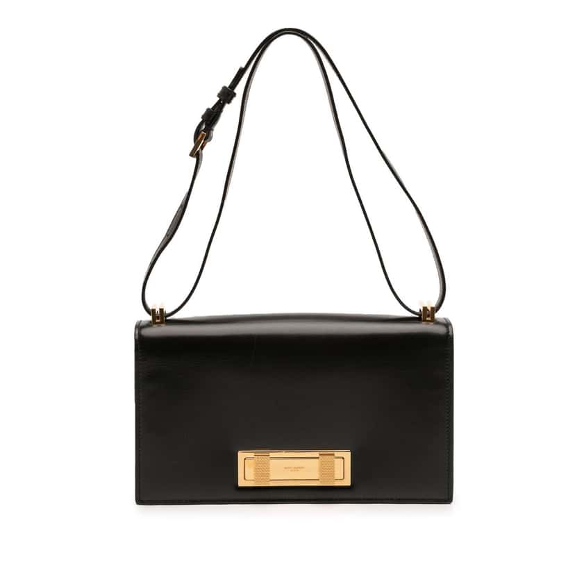 Saint Laurent Medium Smooth Calfskin Domino Shoulder Bag Black Leather Very good condition - Front View
