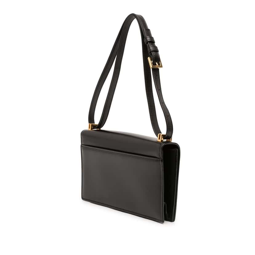 Saint Laurent Medium Smooth Calfskin Domino Shoulder Bag Black Leather Very good condition - Back View