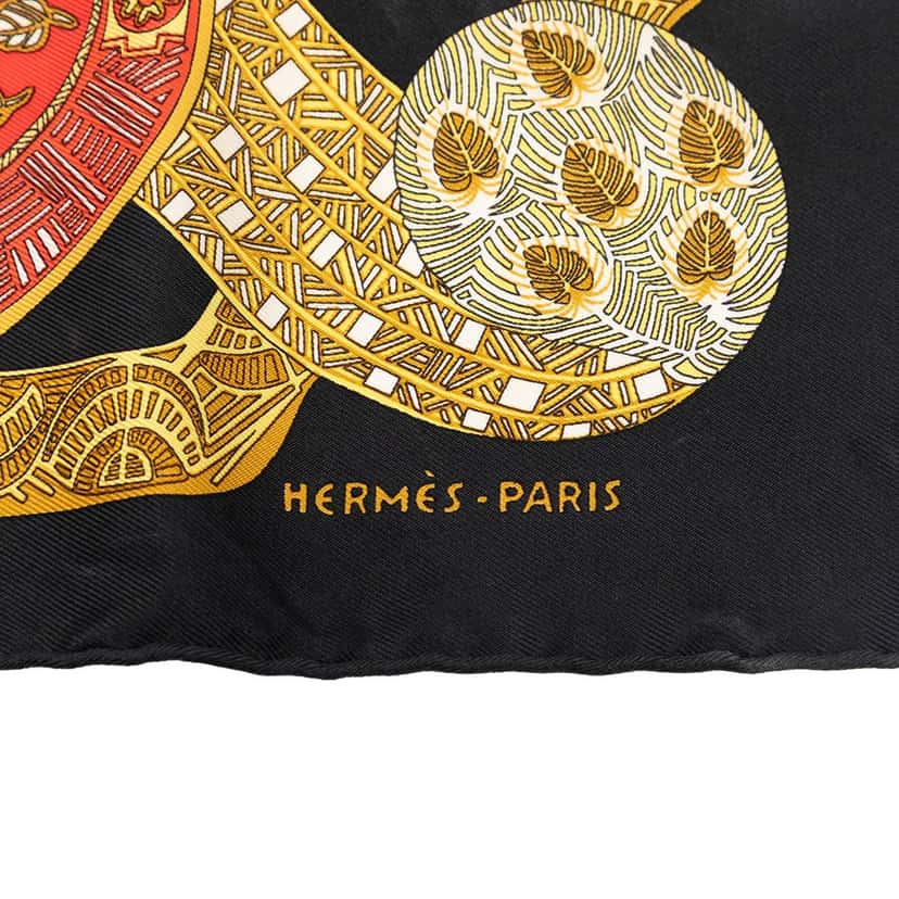 Hermès Art des Steppes Silk Handkerchief Black Very good condition - Inside View