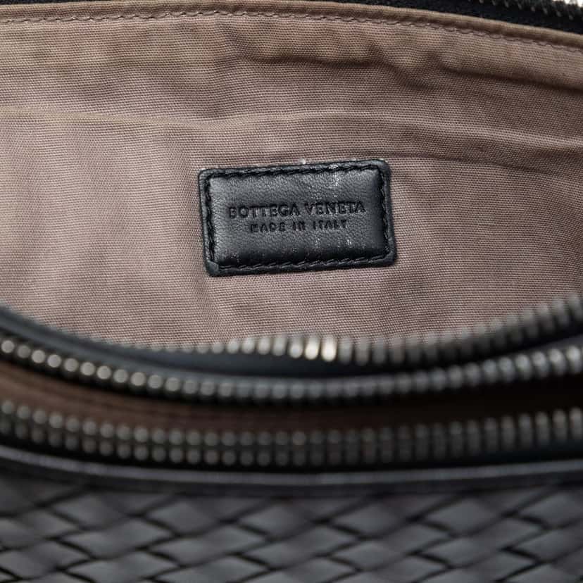 Bottega Veneta Nappa Intrecciato Double Zip Clutch Black Leather Very good condition - Box View