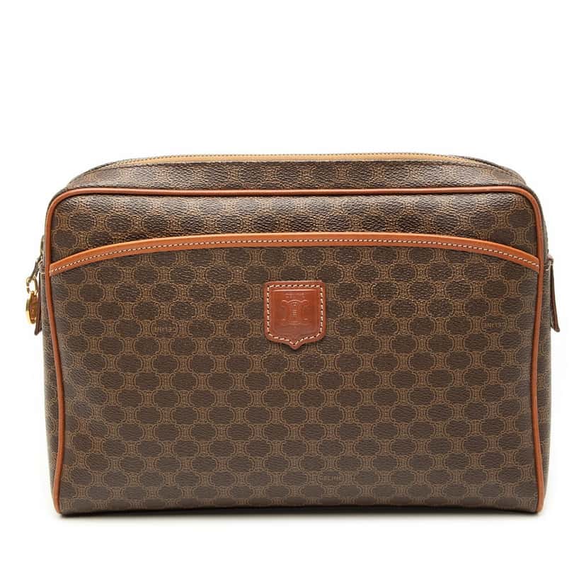 Celine Macadam Coated Canvas Clutch Brown Very good condition - Front View