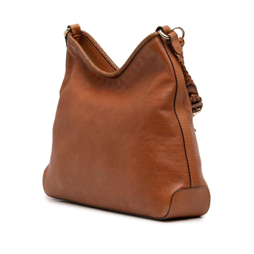 Gucci Leather Marrakech Shoulder Bag Brown Leather Very good condition - Back View