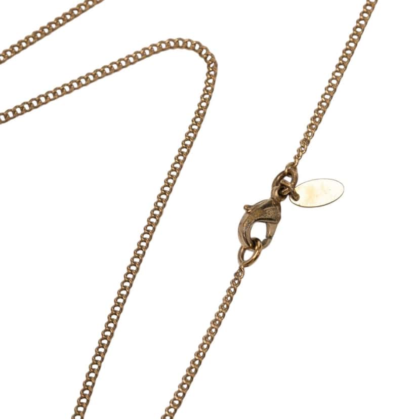 Chanel Gold Plated Strass CC Faux Pearl Drop Pendant Necklace Gold Metal Very good condition - Box View