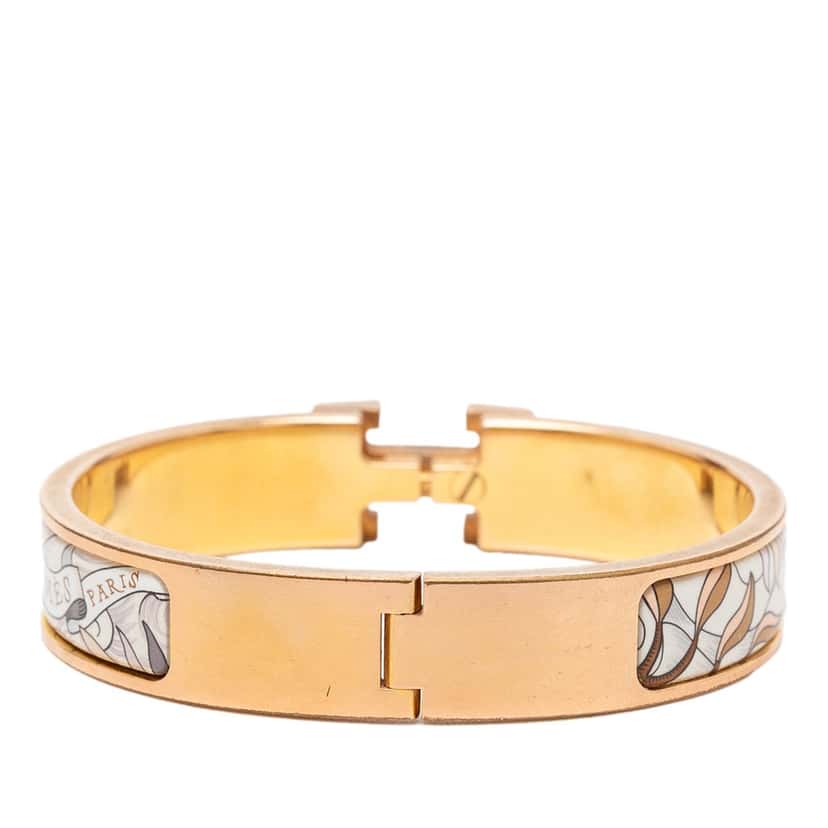 Hermès Narrow Enamel Cosmographia Universalis Clic H Bracelet PM Brown Very good condition - Inside View