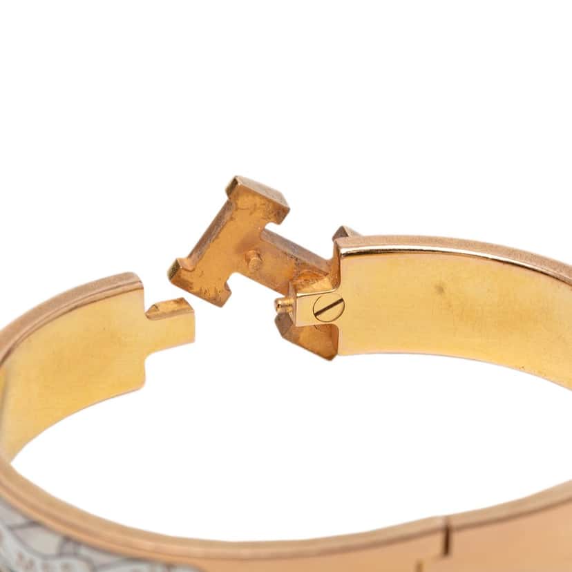 Hermès Narrow Enamel Cosmographia Universalis Clic H Bracelet PM Brown Very good condition - Model View