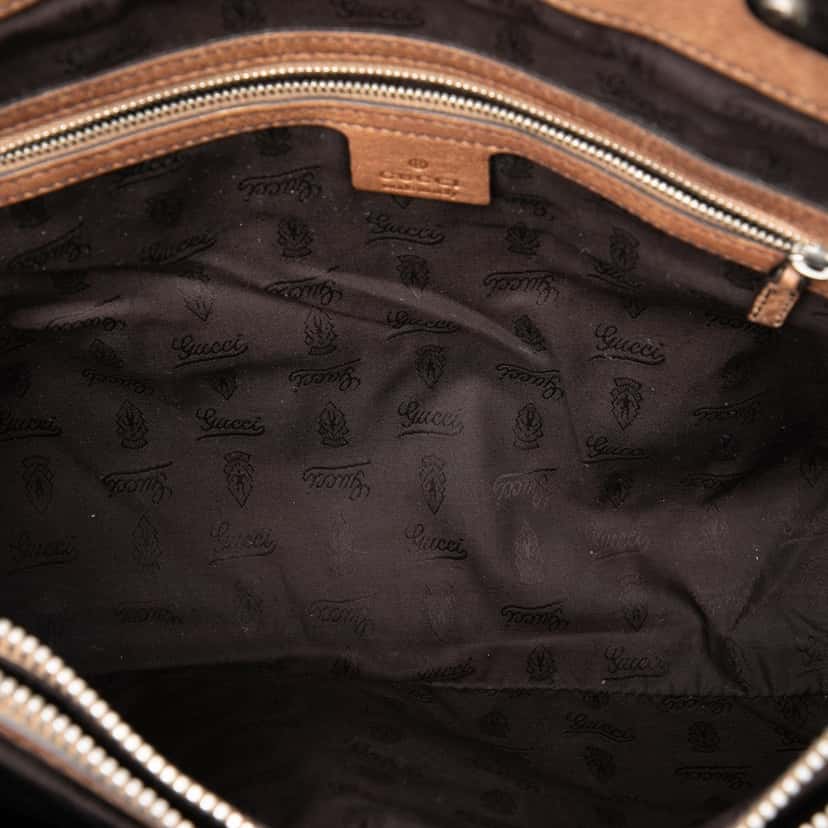 Gucci Medium Guccissima Trimmed Leather Bamboo Libeccio Tote Brown Leather Very good condition - Model View