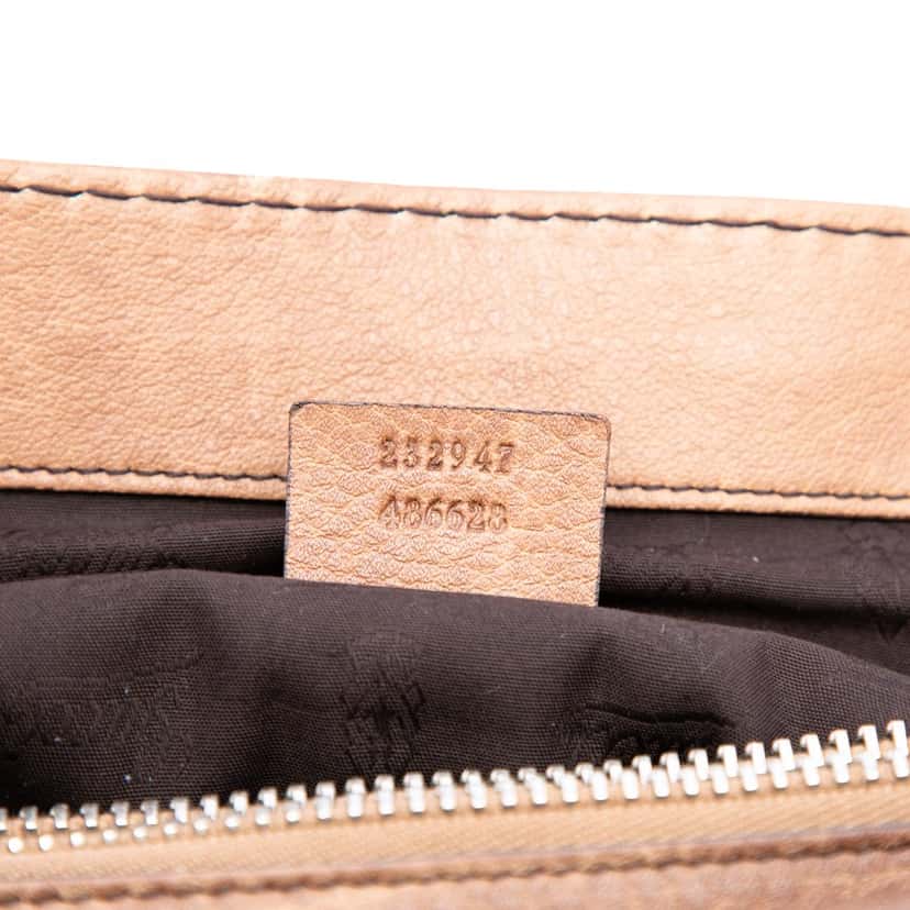 Gucci Medium Guccissima Trimmed Leather Bamboo Libeccio Tote Brown Leather Very good condition - Box View