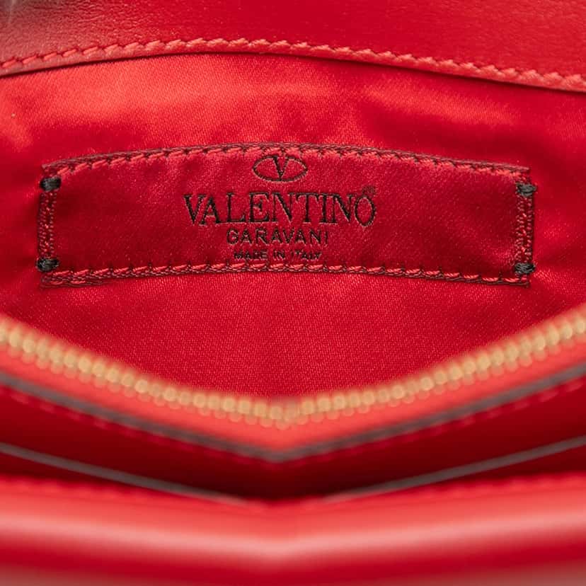 Valentino Leather Rockstud Chain Pouch Red Leather Very good condition - Box View