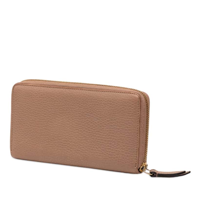 Gucci GG Marmont Calfskin Zip Around Wallet Beige Leather Very good condition - Back View