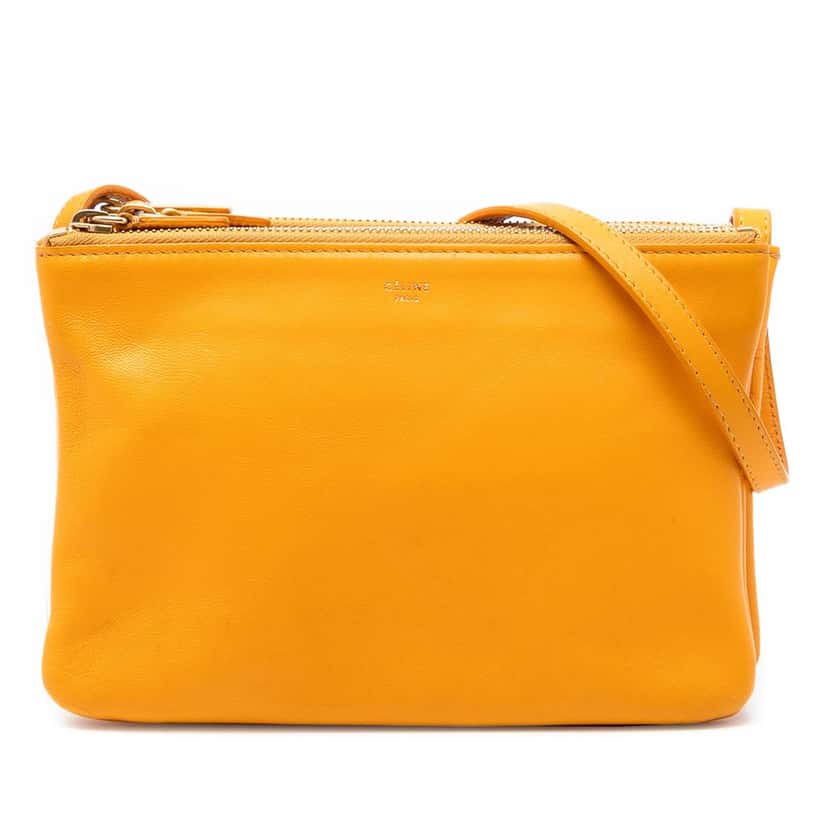 Celine Small Lambskin Trio Crossbody Orange Leather Very good condition - Front View