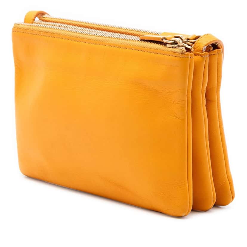 Celine Small Lambskin Trio Crossbody Orange Leather Very good condition - Back View
