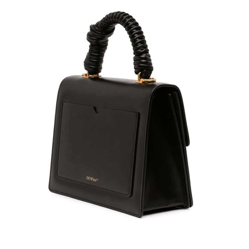 Off-White Calfskin Jitney 2.8 Top Handle Bag Black Leather Very good condition - Back View