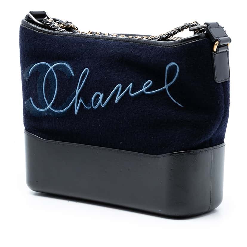 Chanel Medium Wool Paris Hamburg Embroidered Gabrielle Hobo Blue Very good condition - Back View