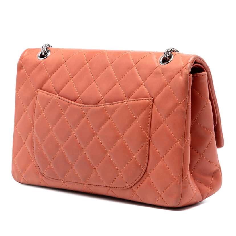 Chanel Quilted Lambskin Reissue 2.55 Double Flap 227 Orange Leather Very good condition - Back View