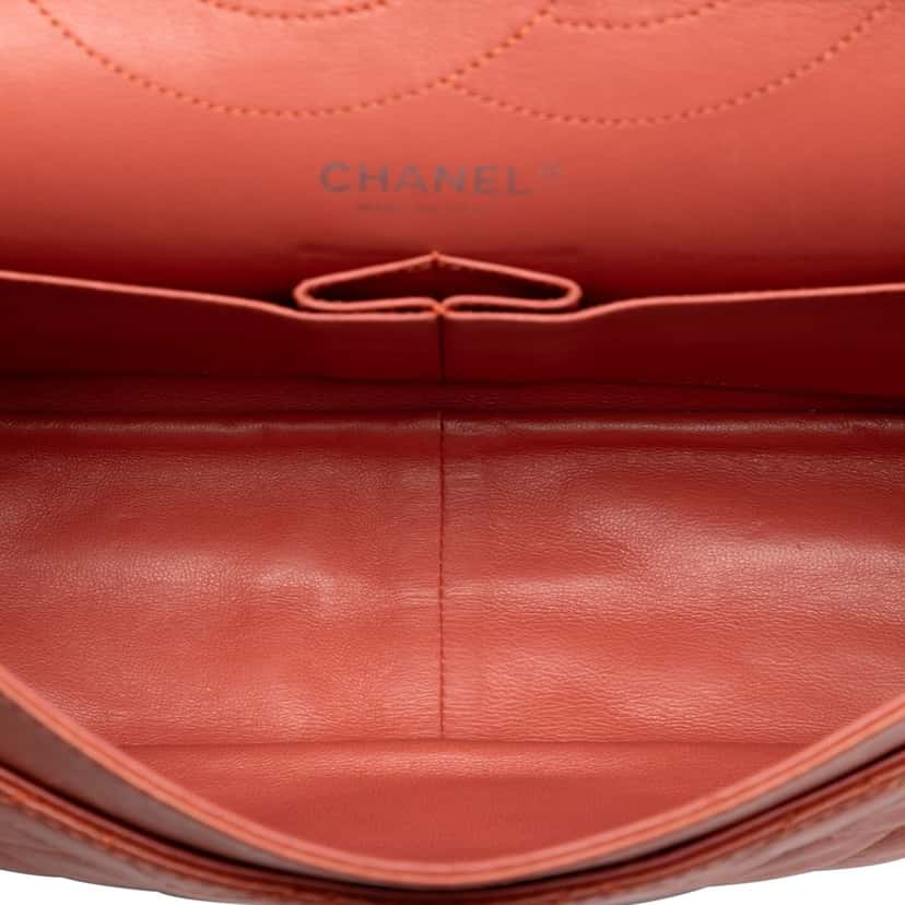 Chanel Quilted Lambskin Reissue 2.55 Double Flap 227 Orange Leather Very good condition - Model View
