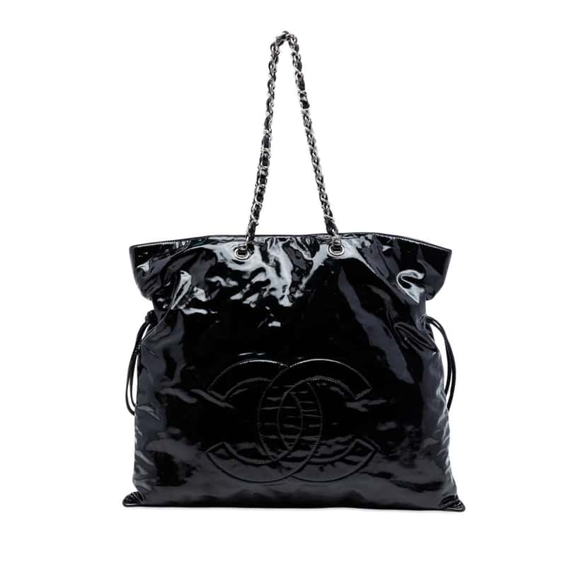 Chanel CC Patent Bonbons Tote Black Leather Very good condition - Front View