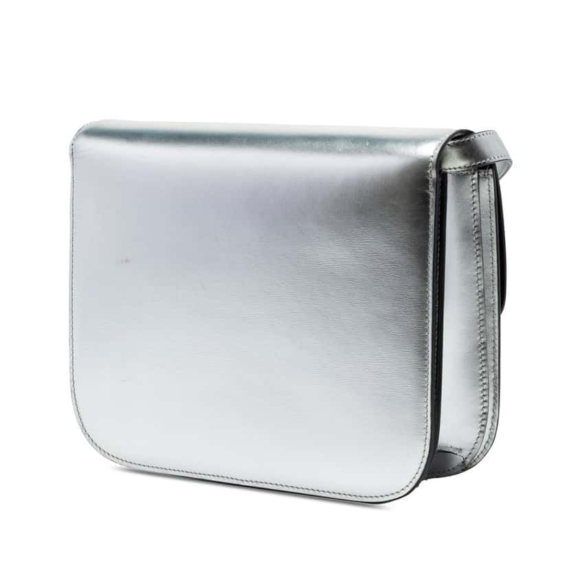 Celine Medium Calfskin Classic Box Silver Leather Very good condition - Back View