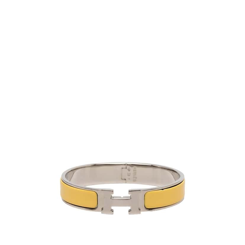 Hermès Narrow Enamel Clic H Bracelet GM Yellow Very good condition - Front View